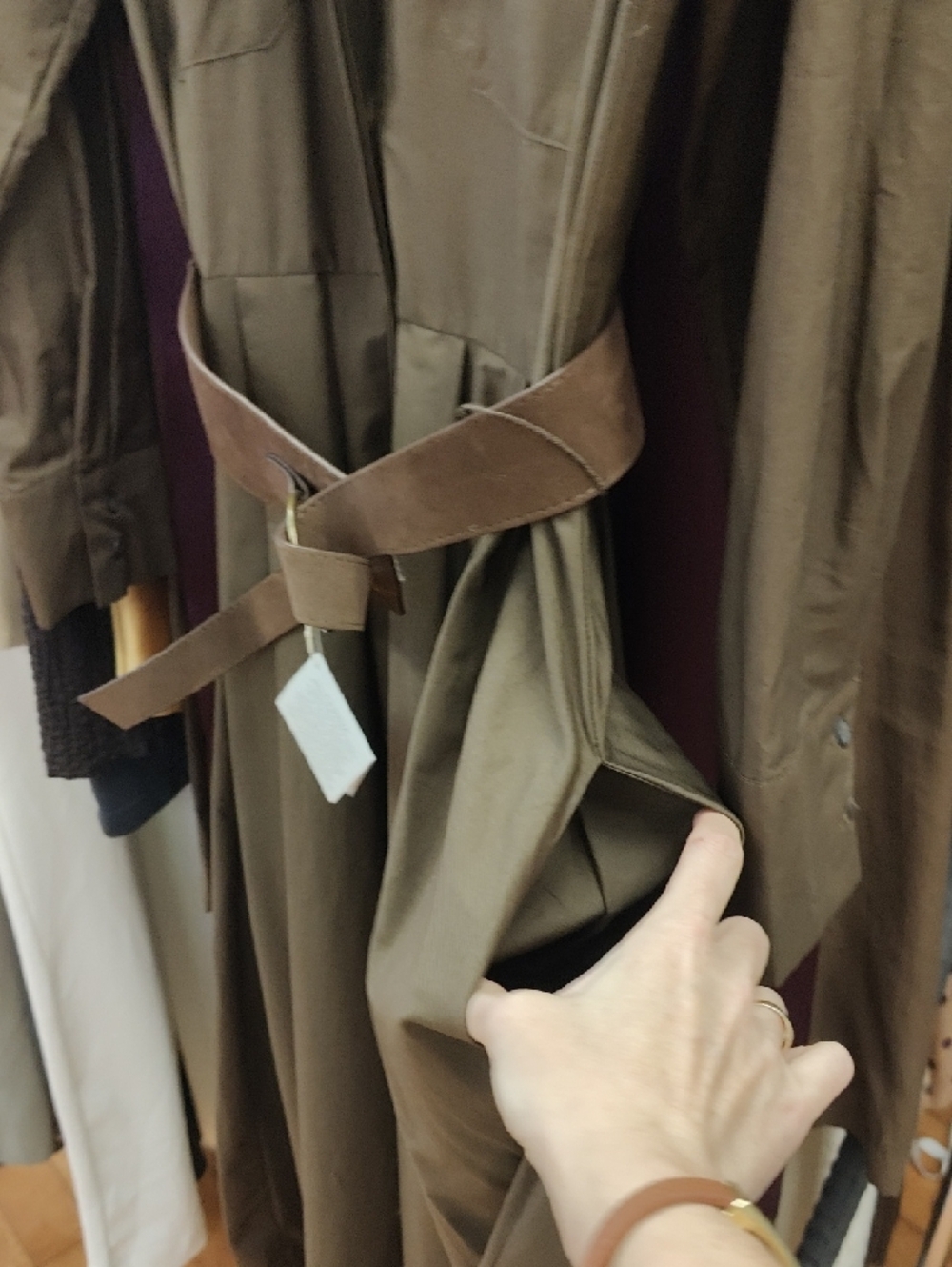 Zara Brown Long-Sleeve Belted Shirt Dress - Picture 7 of 9